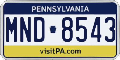PA license plate MND8543