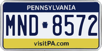 PA license plate MND8572