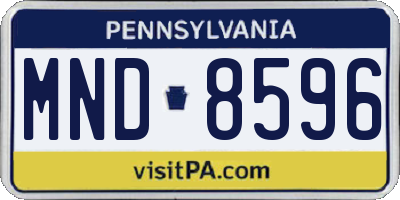 PA license plate MND8596