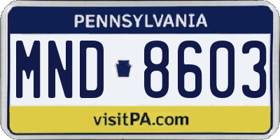 PA license plate MND8603