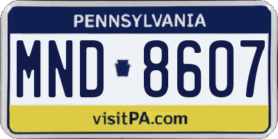 PA license plate MND8607
