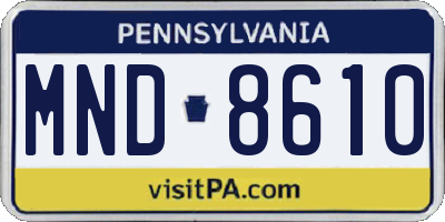 PA license plate MND8610