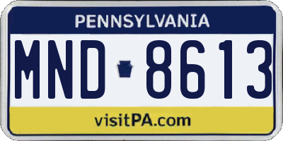 PA license plate MND8613