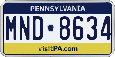 PA license plate MND8634