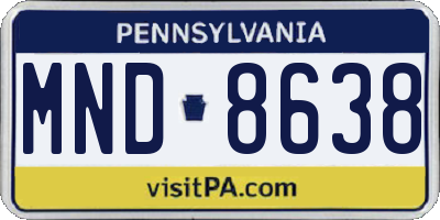 PA license plate MND8638