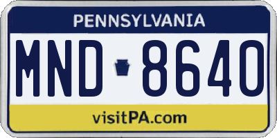PA license plate MND8640