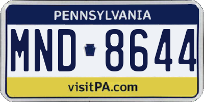 PA license plate MND8644