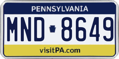 PA license plate MND8649