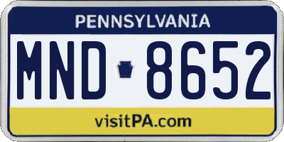 PA license plate MND8652