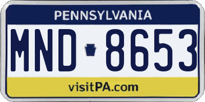 PA license plate MND8653