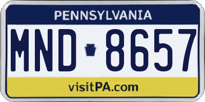 PA license plate MND8657
