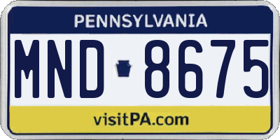 PA license plate MND8675