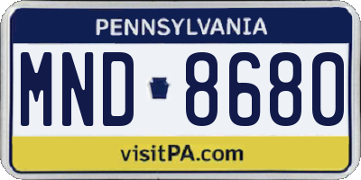 PA license plate MND8680