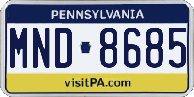 PA license plate MND8685
