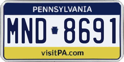 PA license plate MND8691