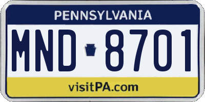 PA license plate MND8701