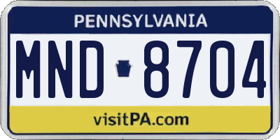 PA license plate MND8704