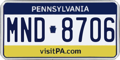 PA license plate MND8706