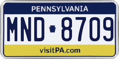 PA license plate MND8709