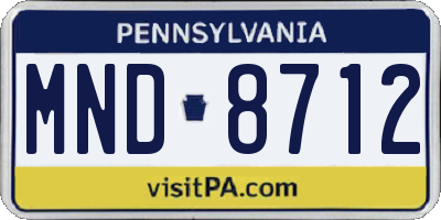 PA license plate MND8712