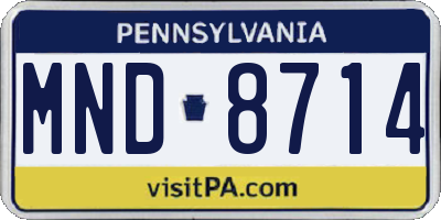 PA license plate MND8714