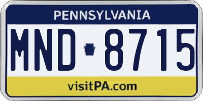 PA license plate MND8715