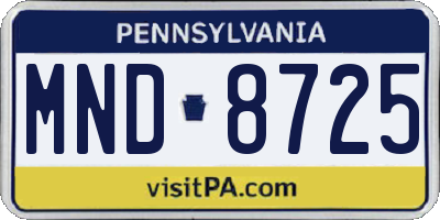 PA license plate MND8725