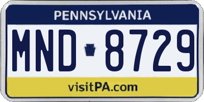 PA license plate MND8729