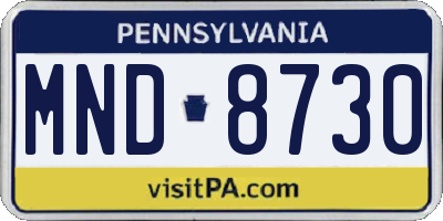 PA license plate MND8730