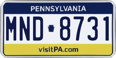 PA license plate MND8731