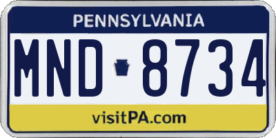 PA license plate MND8734