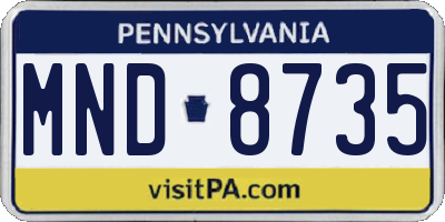 PA license plate MND8735