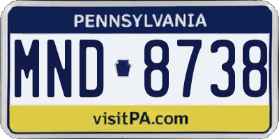 PA license plate MND8738