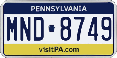 PA license plate MND8749