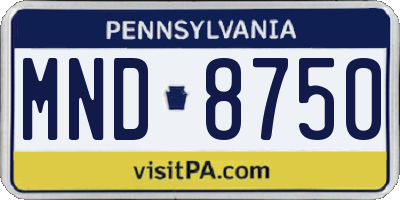 PA license plate MND8750