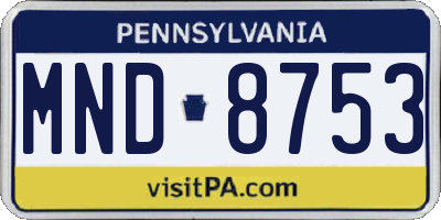 PA license plate MND8753