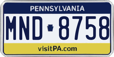 PA license plate MND8758