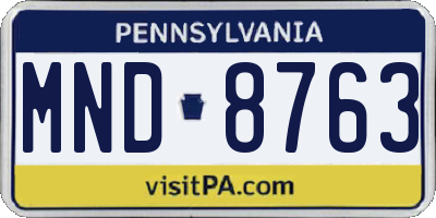 PA license plate MND8763
