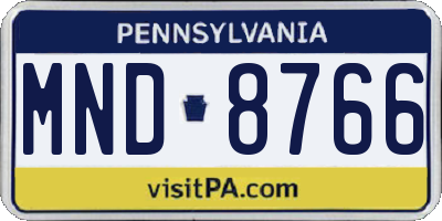 PA license plate MND8766