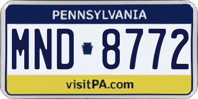 PA license plate MND8772