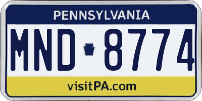 PA license plate MND8774