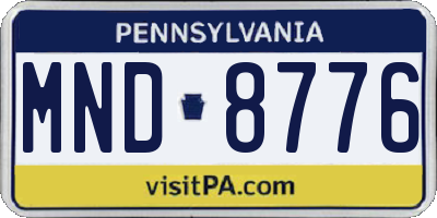 PA license plate MND8776