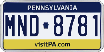PA license plate MND8781