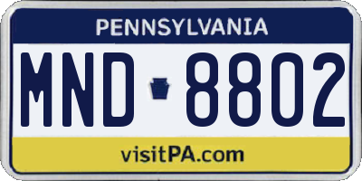 PA license plate MND8802
