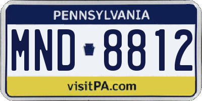 PA license plate MND8812