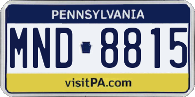 PA license plate MND8815