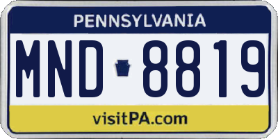 PA license plate MND8819