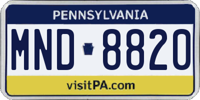 PA license plate MND8820