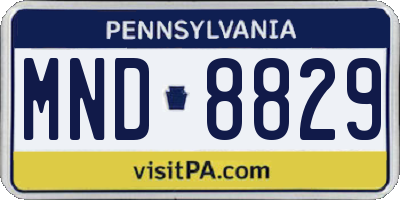 PA license plate MND8829