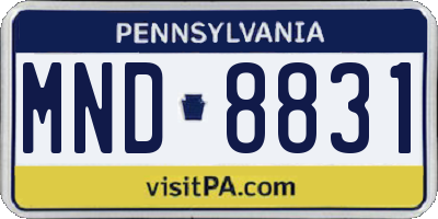 PA license plate MND8831